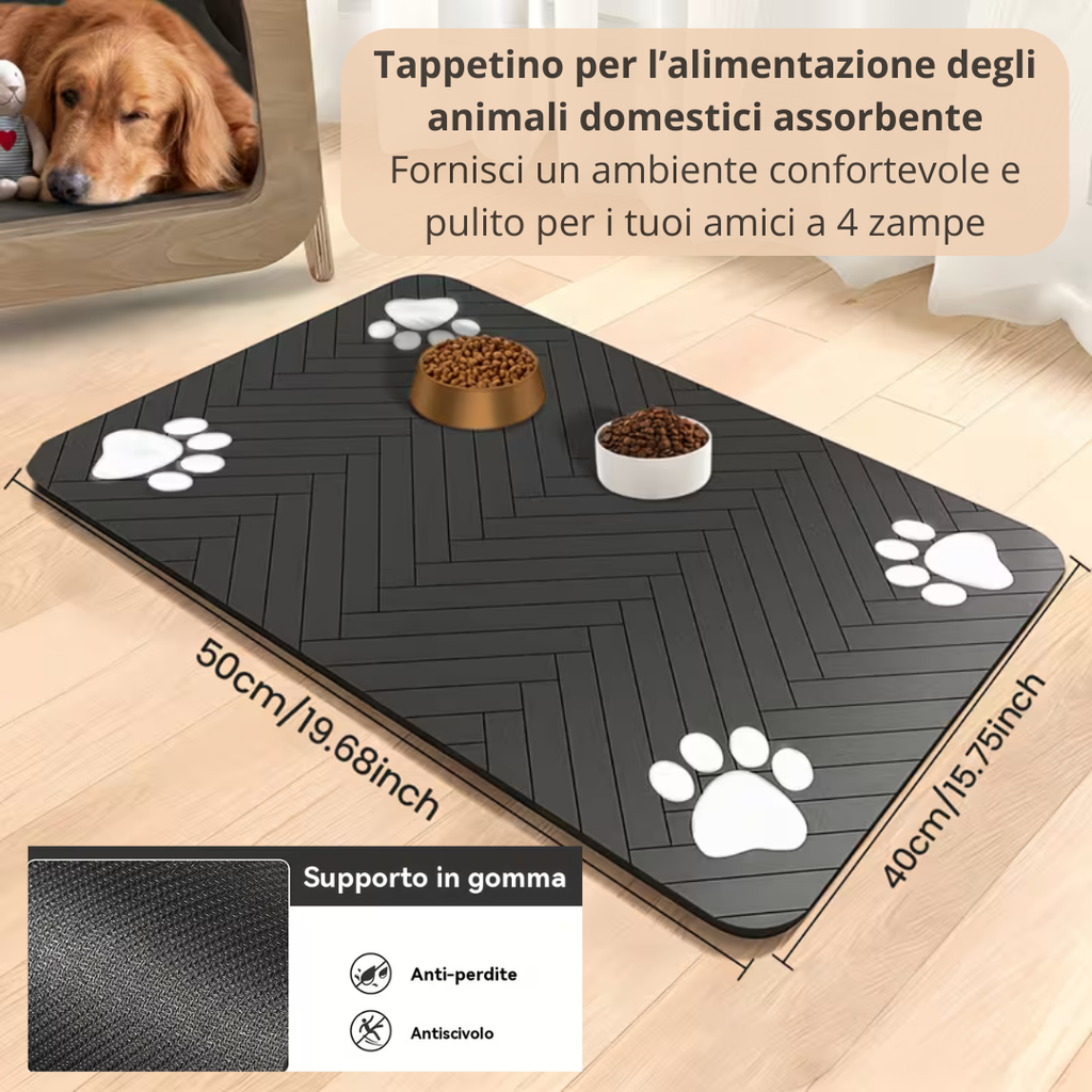 Tappetino Assorbente Antigoccia 40×50 cm per Ciotole 🐾